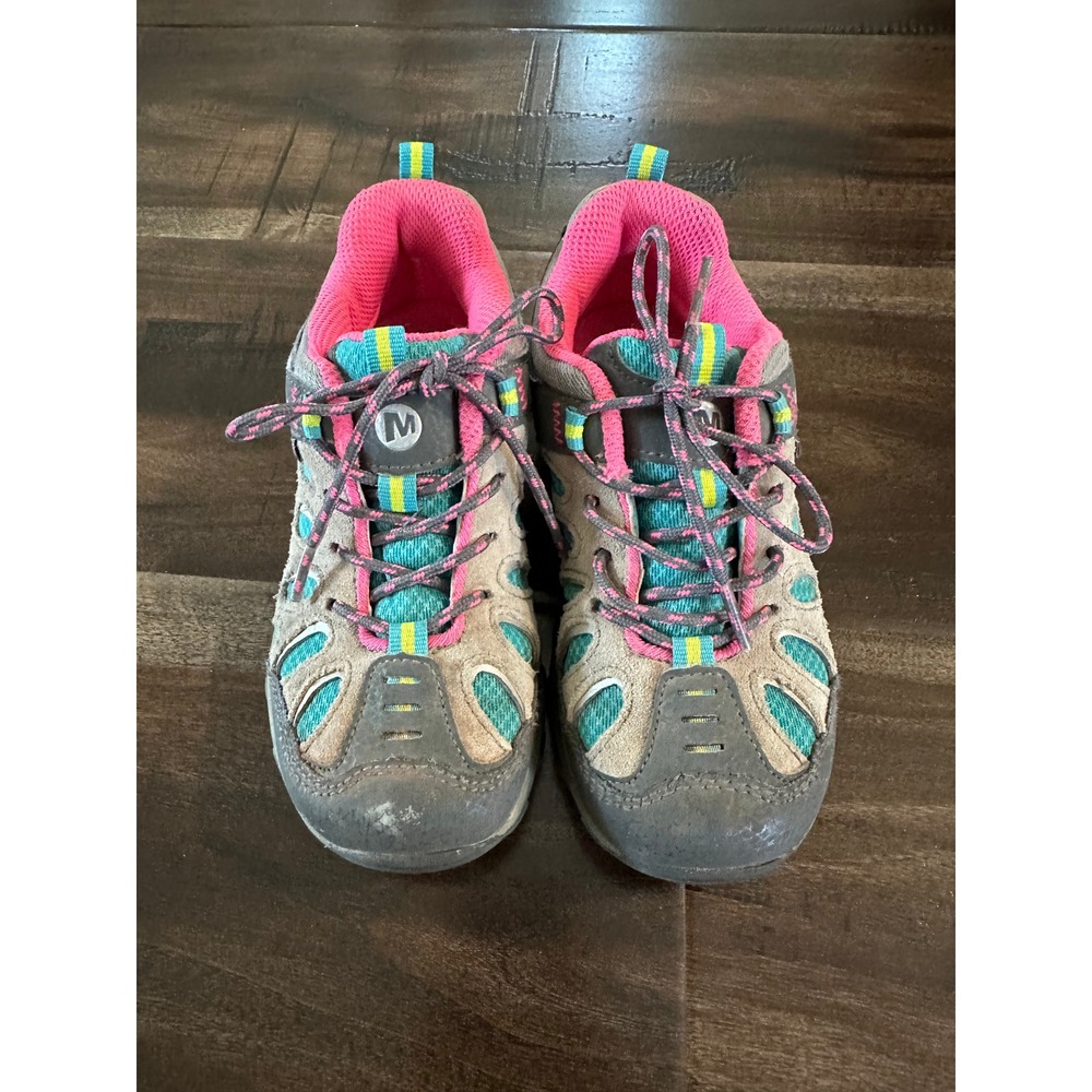 Merrell Chameleon Low Lace WTRPF Kids Hiking Shoes Grey Pink Teal 12M MC55609